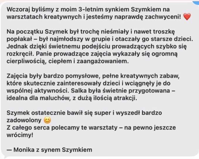 Opinia rodzica — Monika, mama 3-letniego Szymka